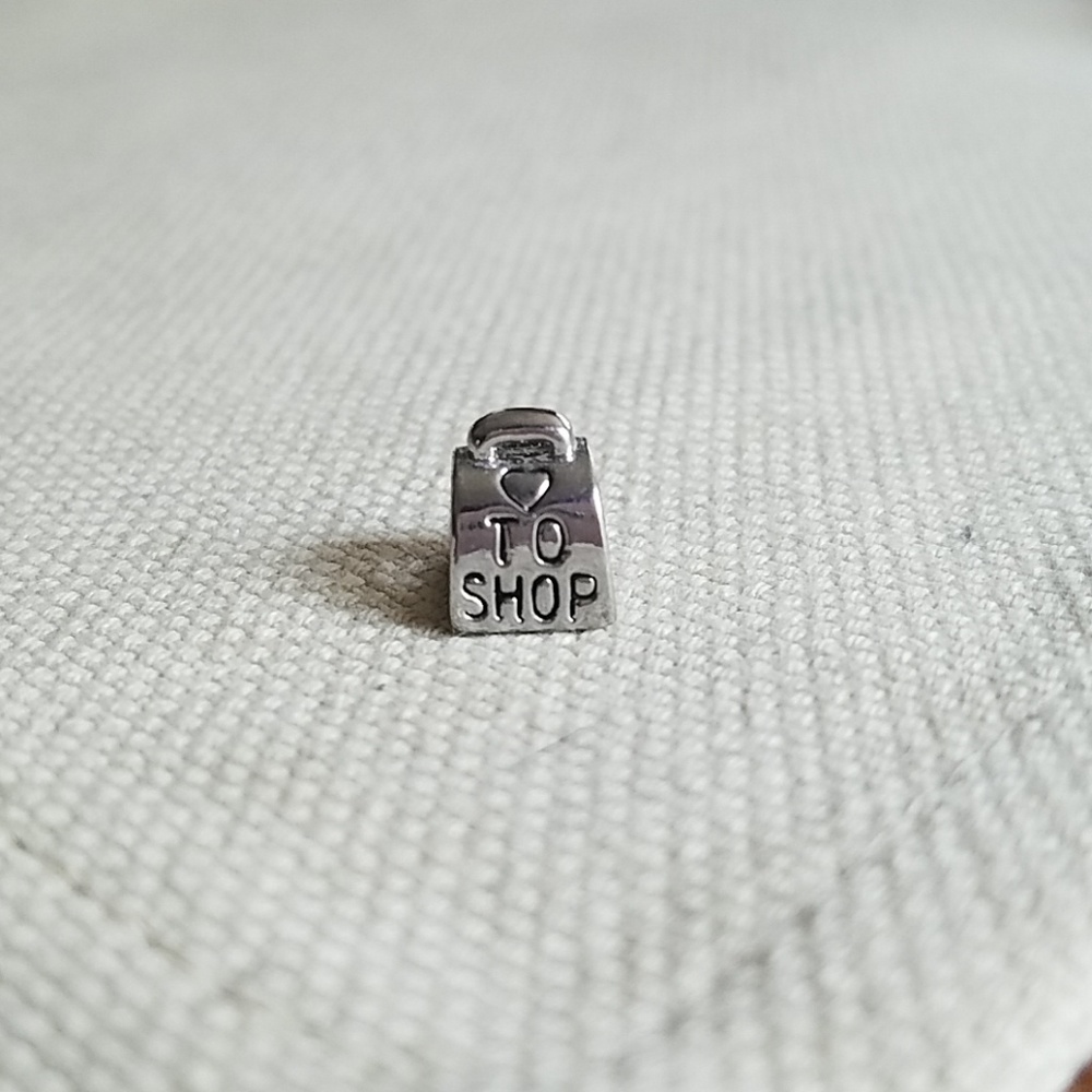 Silver shopping bracelet charm